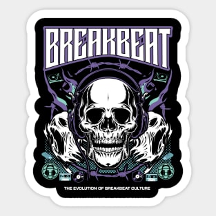 BREAKBEAT  - Evolution Skull (purple/teal) Sticker